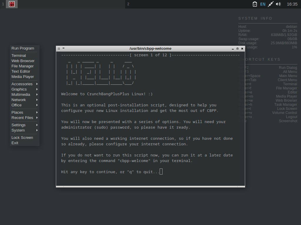 CrunchBang CrunchBang++ Linux Leve baseado em Debin