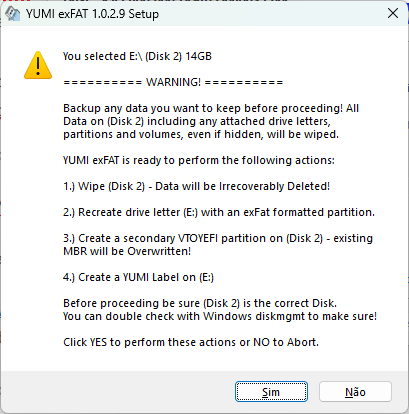 YUMI - Aviso sobre Formatação para Multiboot USB YUMI - Aviso sobre Formatação para Multiboot USB